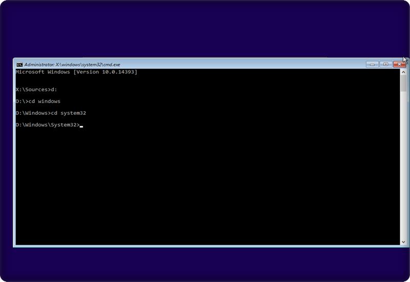 Windows 10 Password Reset Method With Command Prompt navigate to system32
