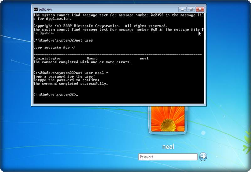 how to hack windows 7 password without disk