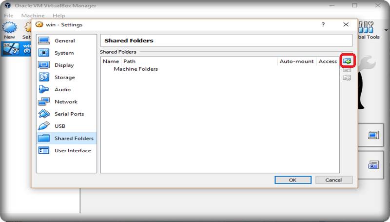 create shared folder in virtualbox