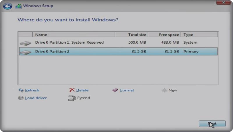 install window from usb format drive