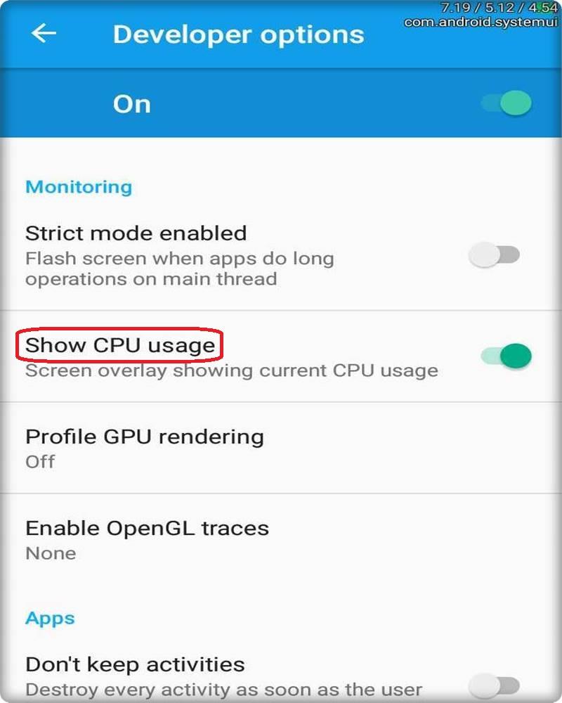 Increase the Performance of Android Phone show cpu