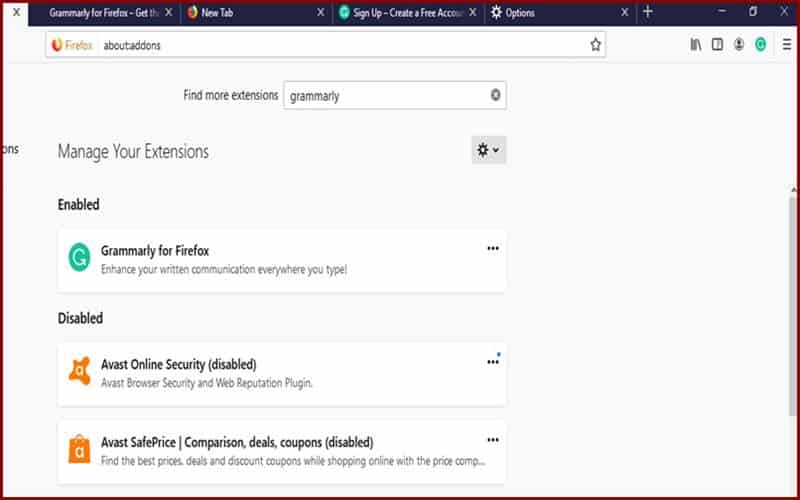 grammarly uninstall from firefox