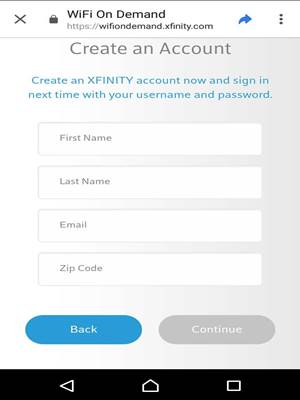 Enter the details for Xfinity WiFi login hack