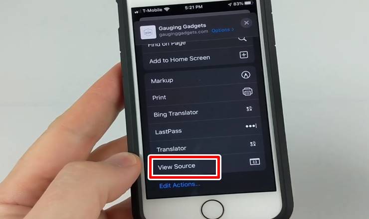view source in mobile and pc